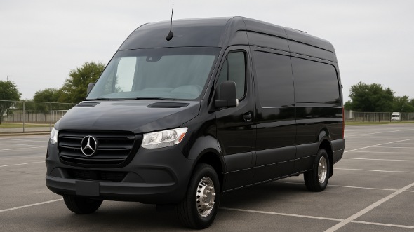 Exterior of Charter Bus Company Santa Clara's 14 Passenger Sprinter Limousine in Santa Clara