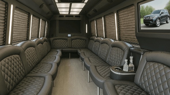 Interior of Charter Bus Company Pleasanton's 20 Passenger Party Bus in Pleasanton