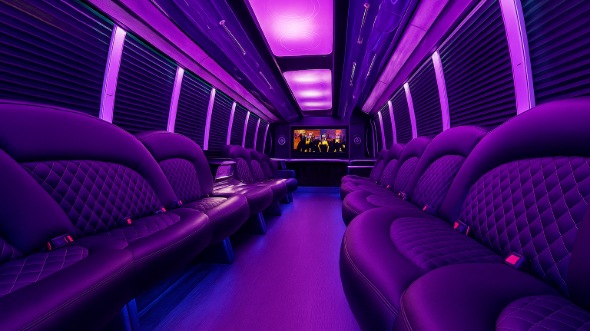 Interior of Charter Bus Company Pleasanton's 25 Passenger Party Bus in Pleasanton