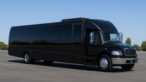 Exterior of Charter Bus Company Cupertino's 28 Passenger Party Bus in Cupertino