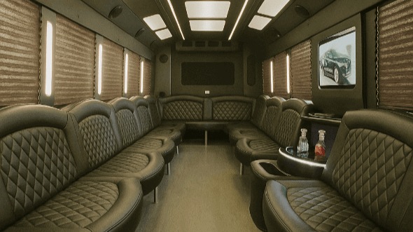 Interior of Charter Bus Company Cupertino's 30 Passenger Party Bus in Cupertino