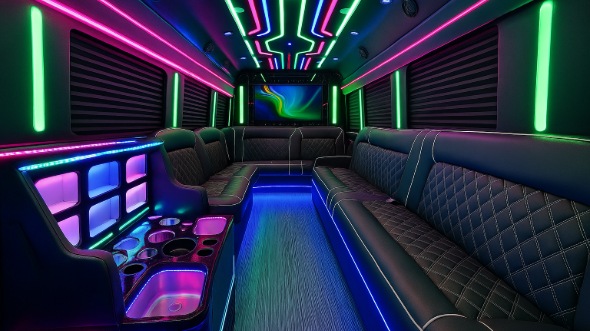 Interior of Charter Bus Company Palo Alto's 30 Passenger Party Bus in Palo Alto