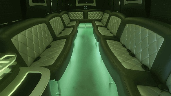 Interior of Charter Bus Company Pleasanton's 40 Passenger Party Bus in Pleasanton