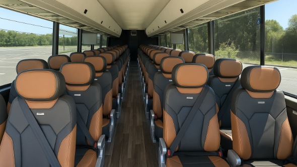 Interior of Charter Bus Company Sunnyvale's 46 Passenger Charter Bus in Sunnyvale