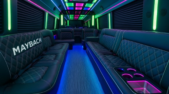 Interior of Charter Bus Company Hayward's 50 Passenger Party Bus in Hayward