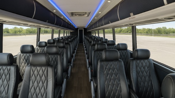 Interior of Charter Bus Company Sunnyvale's 56 Passenger Charter Bus in Sunnyvale